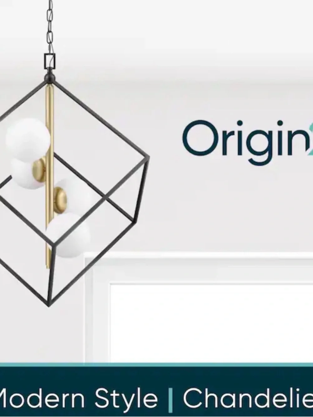 (NEW) Modern Black and Gold Geometric Pendant Light - Brand